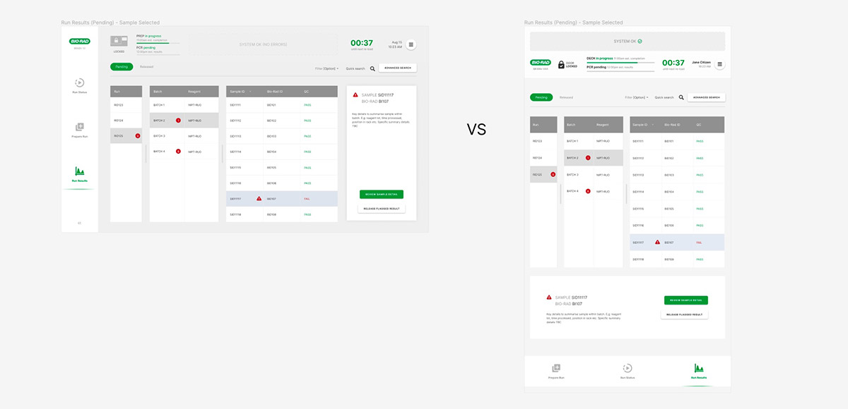 Wireframe comparison prototype