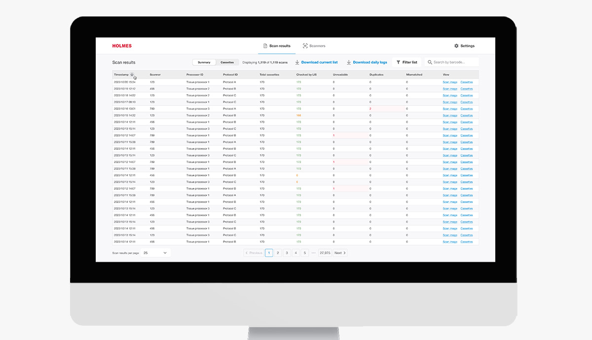 Holmes PC app UI
